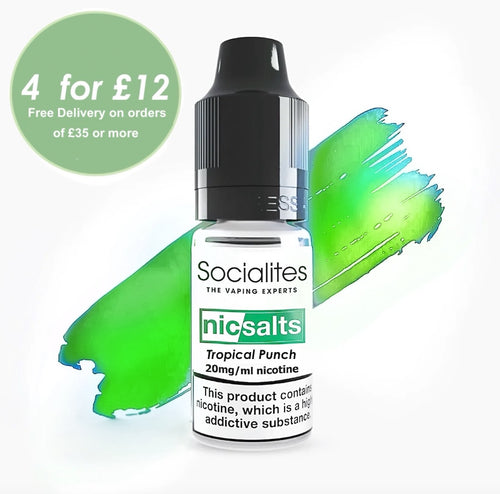 NicSalts vape juice bottle with promotional text on a white background


tropical punch, tropical, punch, coconut, kiwi, melon, guava, banana, 